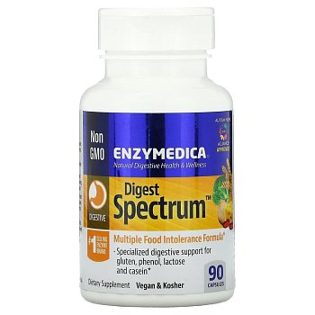 Enzymedica Digest Spectrum, ферменты для пищеварения, 90 капсул