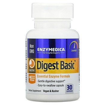 Enzymedica, Digest Basic, формула основных ферментов, 30 капсул Enzymedica, Digest Basic, формула основных ферментов, 30 капсул